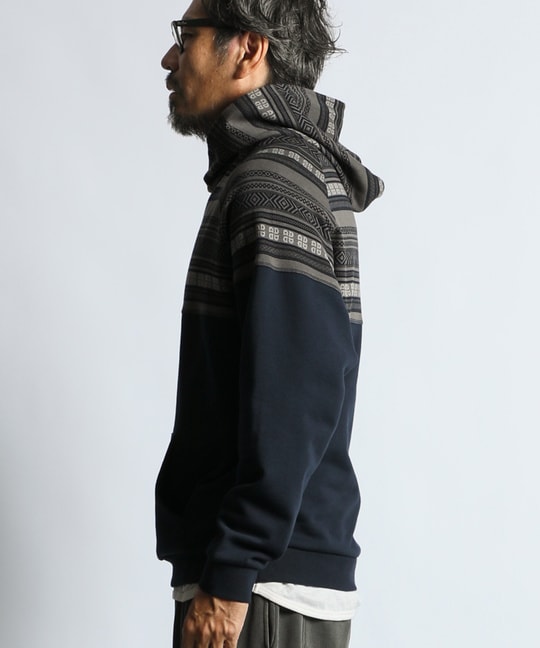 オリジナル ジャガード 切替デザイン パーカー