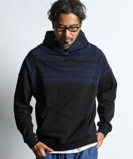 オリジナル ジャガード 切替デザイン パーカー