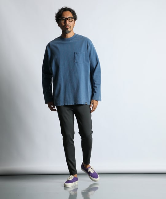 ポンチ素材 スノー加工 ルーズフィットロンTEE