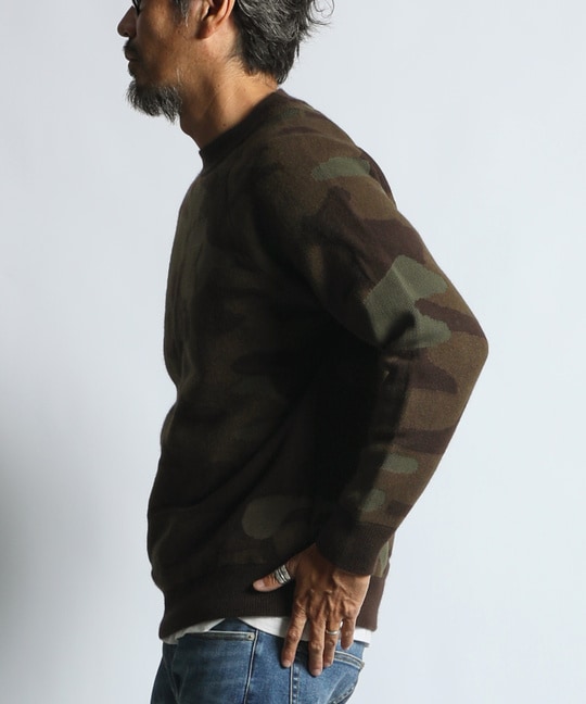 迷彩柄 ウッドランドカモ ジャガードニット