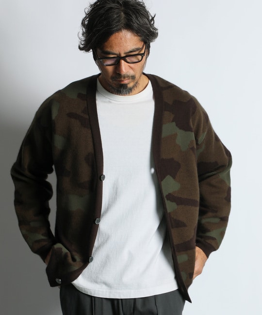 迷彩柄 ウッドランドカモ ニットカーディガン