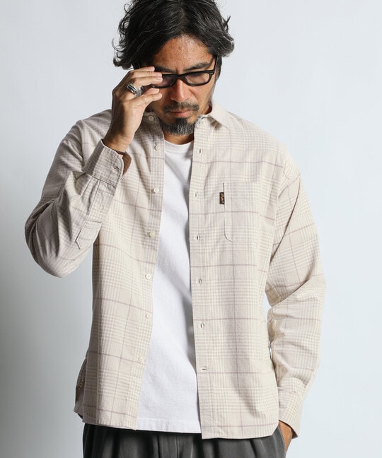 コーデュロイ タッターソール チェックシャツ