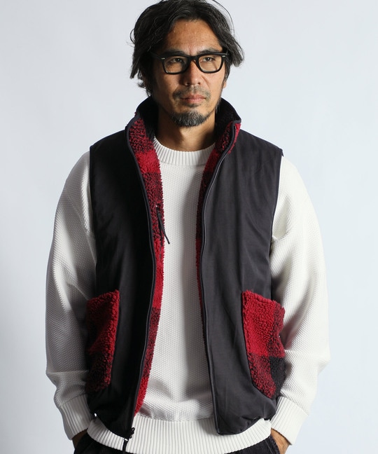 クラシックタータンチェック ボアフリース リバーシブルベスト