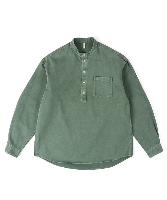 ピグメント加工 バンドカラー プルオーバーシャツ【WEB限定アイテム】