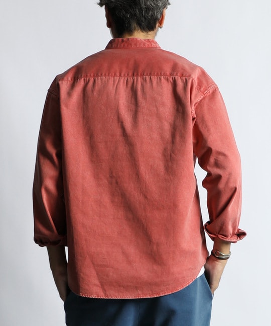 ピグメント加工 バンドカラー プルオーバーシャツ【WEB限定アイテム】