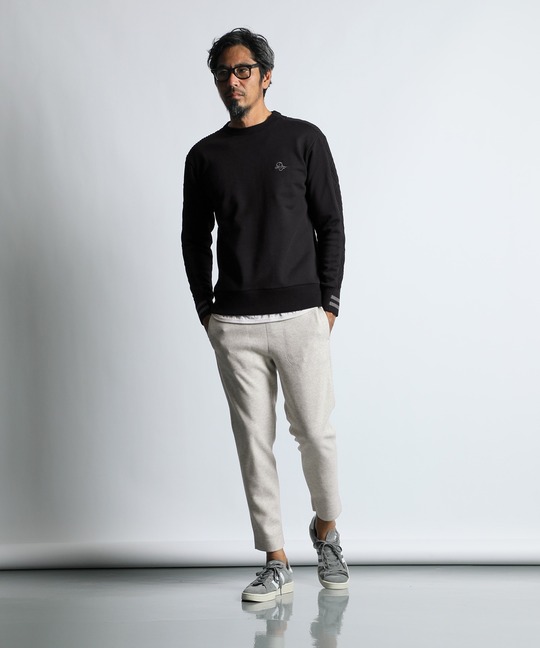 スウェット/アランニット 切替えデザイン ウォッシャブルニット