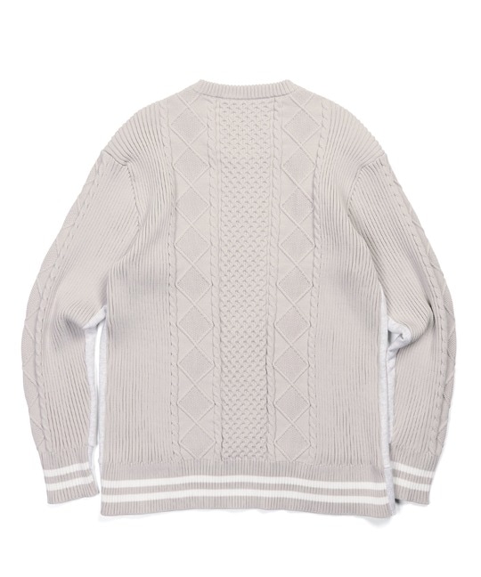 スウェット/アランニット 切替えデザイン ウォッシャブルニット