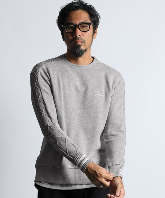 スウェット/アランニット 切替えデザイン ウォッシャブルニット