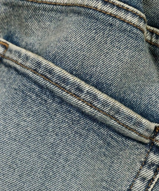 「ガムストレッチ デニム」サイドライン ワイドジーンズ