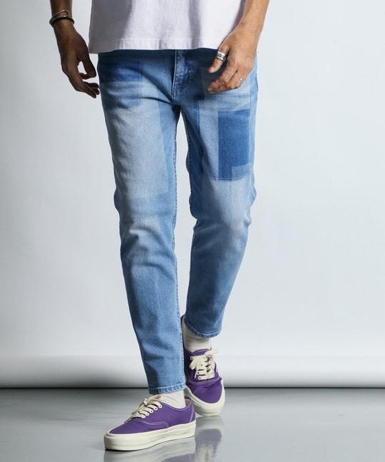 レーザー加工＆刺繍 スリムフィットジーンズ