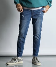 レーザー加工＆刺繍 スリムフィットジーンズ