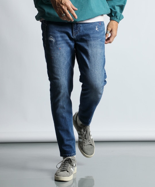 レーザー加工＆刺繍 スリムフィットジーンズ