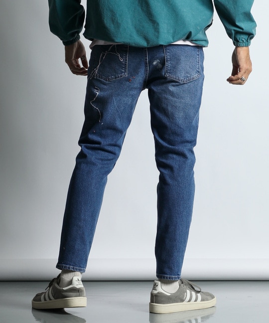 レーザー加工＆刺繍 スリムフィットジーンズ