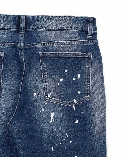 「ガムストレッチ デニム」ユーズドペイント スリムジーンズ【WEB限定アイテム】