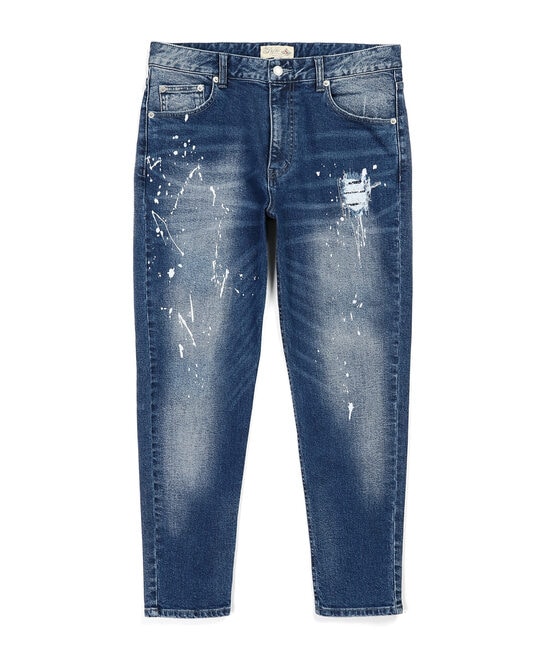 「ガムストレッチ デニム」ユーズドペイント スリムジーンズ【WEB限定アイテム】