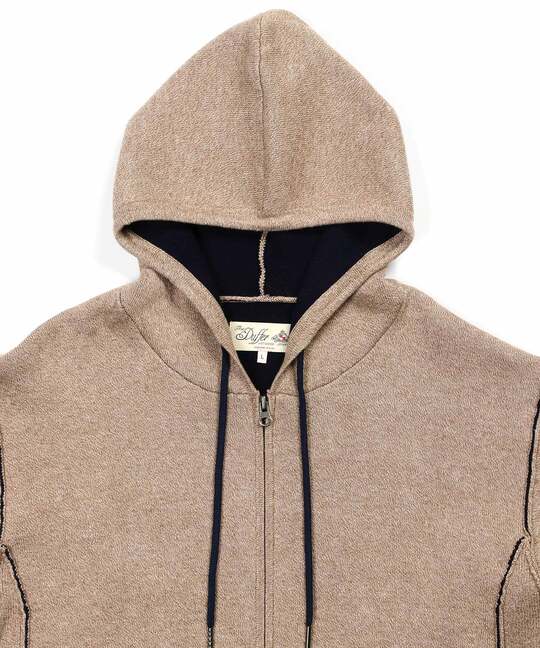 ダブルフェイス ニット ジップパーカー