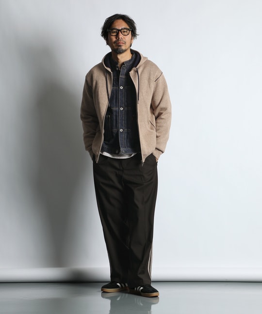 ダブルフェイス ニット ジップパーカー