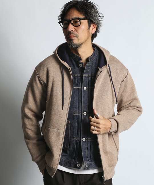 ダブルフェイス ニット ジップパーカー