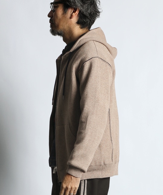 ダブルフェイス ニット ジップパーカー