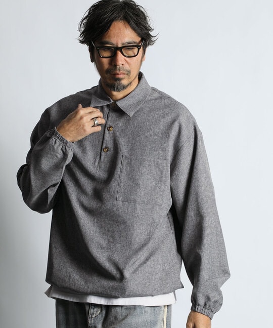 ウールライク プルオーバーシャツ シャツアウター