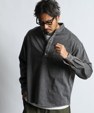 ピグメント加工 バンドカラー プルオーバーシャツ【WEB限定アイテム】