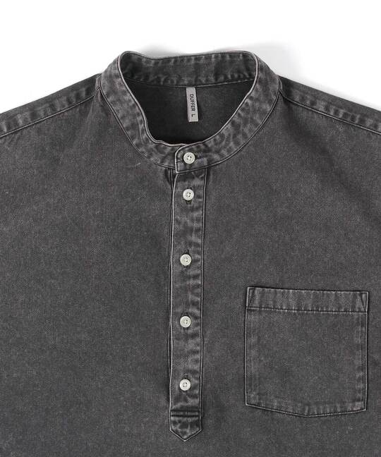 ピグメント加工 バンドカラー プルオーバーシャツ【WEB限定アイテム】