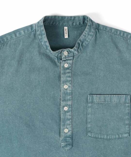 ピグメント加工 バンドカラー プルオーバーシャツ【WEB限定アイテム】