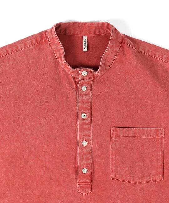 ピグメント加工 バンドカラー プルオーバーシャツ【WEB限定アイテム】