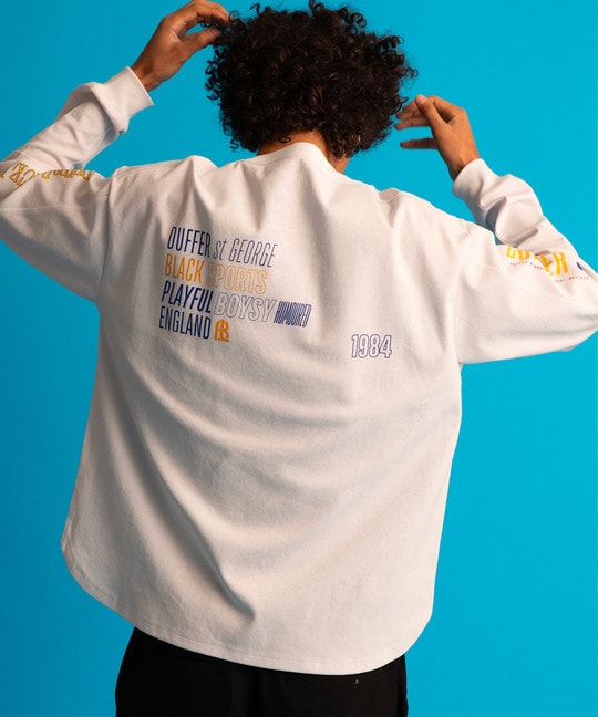 〔BLACK LABEL〕：ソロナポンチ プリント ロングスリーブTEE