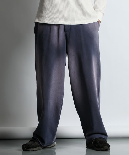 バイオウォッシュ ユーズド加工 スウェット ワイドパンツ