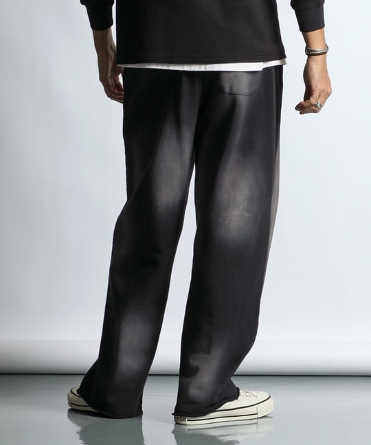 バイオウォッシュ ユーズド加工 スウェット ワイドパンツ