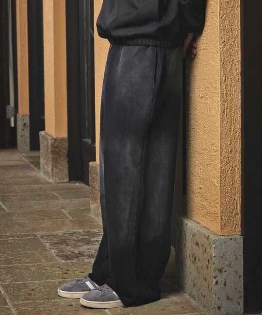 バイオウォッシュ ユーズド加工 スウェット ワイドパンツ