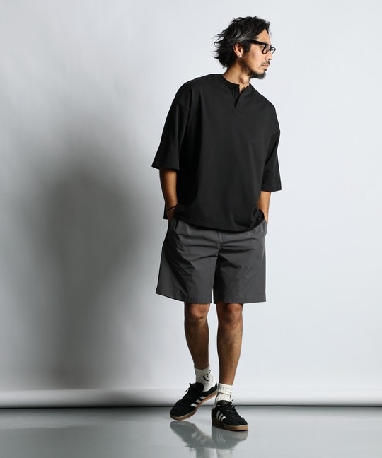 2層構造 吸水速乾クールマックス オーバーサイズ リラックス ヘンリーTシャツ