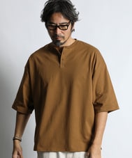 2層構造 吸水速乾クールマックス オーバーサイズ リラックス ヘンリーTシャツ