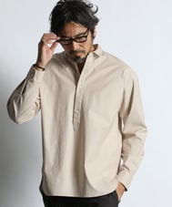 バックサテン ショートカラー プルオーバーシャツ