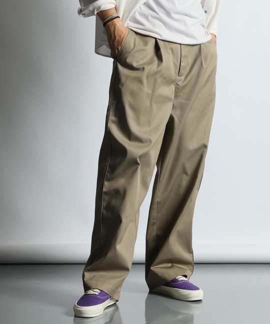 DICKIES × DUFFER ワンタック ワイドテーパードパンツ