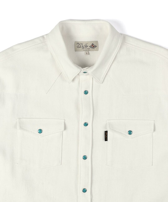 8.5ozホワイトデニム ウエスタンシャツ