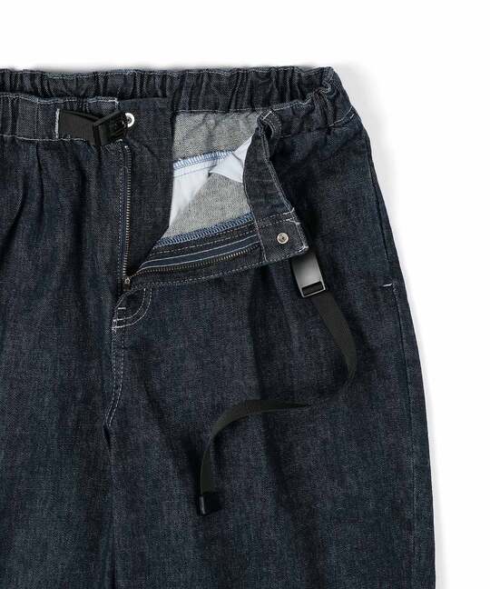 麻混ストレッチ 2タック イージー ワイドテーパードデニム
