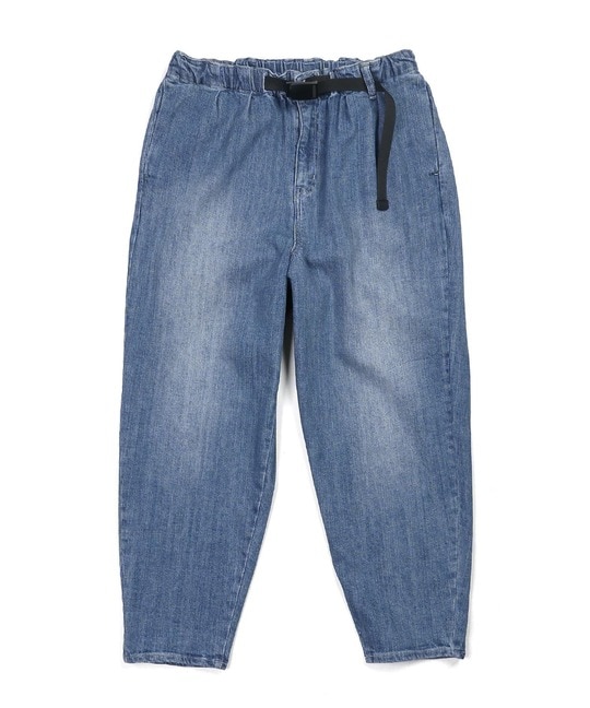 麻混ストレッチ 2タック イージー ワイドテーパードデニム