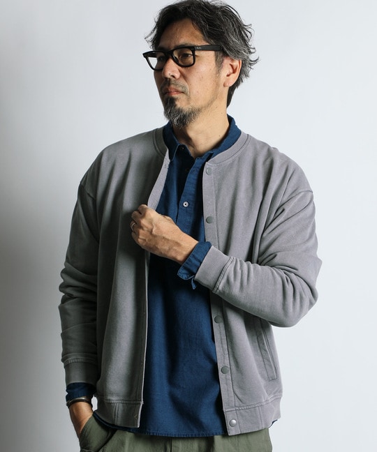 ヴィンテージ加工 スウェット スナップカーディガン