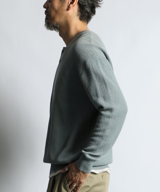 BCIコットン ヘンリーネック メッシュニット