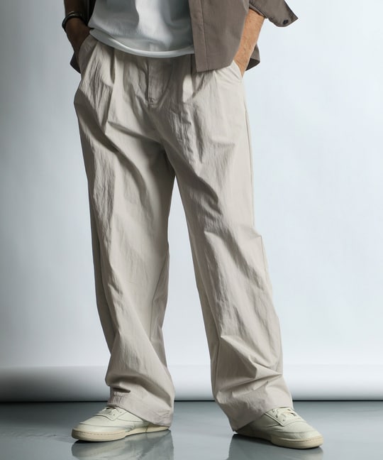 コットンナイロン ワイドイージーパンツ