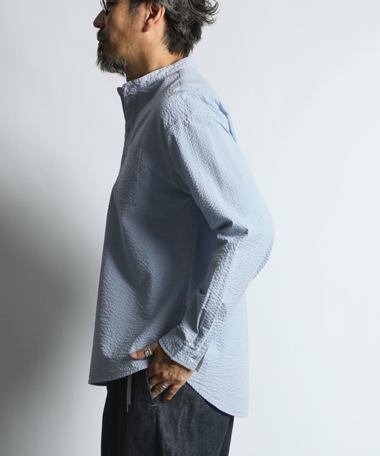 シアサッカー バンドカラーシャツ【WEB限定アイテム】