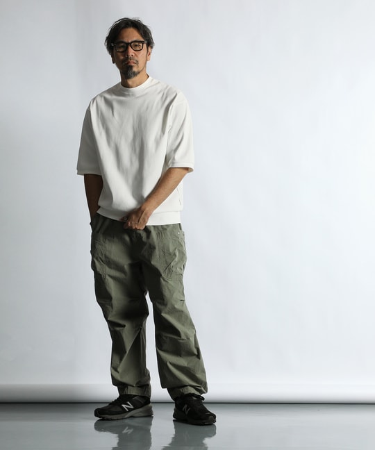 高収縮機能素材「エアフレックス」5分袖 ハニカム リラックスTEE【WEB限定アイテム】