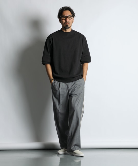 高収縮機能素材「エアフレックス」5分袖 ハニカム リラックスTEE【WEB限定アイテム】