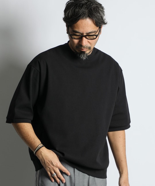 高収縮機能素材「エアフレックス」5分袖 ハニカム リラックスTEE【WEB限定アイテム】