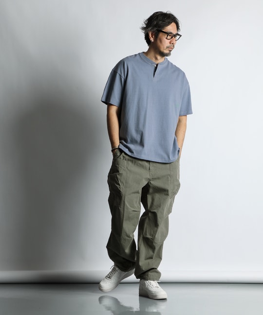 セットアップ対応 ヘビーウェイト ヘンリーネックTEE