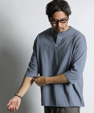 セットアップ対応 ヘビーウェイト 7分袖 ヘンリーネックTEE