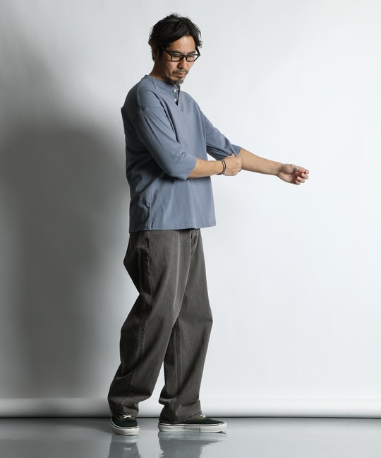 セットアップ対応 ヘビーウェイト 7分袖 ヘンリーネックTEE