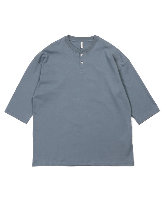 セットアップ対応 ヘビーウェイト 7分袖 ヘンリーネックTEE